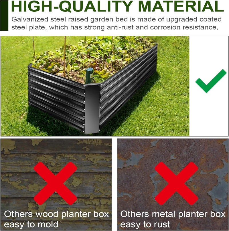 EDOSTORY Metal Raised Bed Garden Bed Kit, 8x4x2ft Tall Galvanized Planter Raised Garden Boxes Outdoor, Large Metal Raised Garden Beds for Flowers, Vegetables, Herbs - Image 4